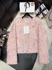 Bagsaaa Chanel Tweed Pink Jacket CC Gold Logo Colorful - 1