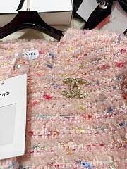 Bagsaaa Chanel Tweed Pink Jacket CC Gold Logo Colorful - 4