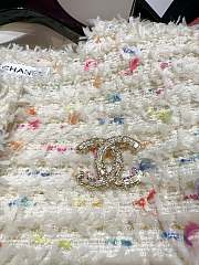 	 Bagsaaa Chanel Tweed White Jacket CC Gold Logo Colorful - 5