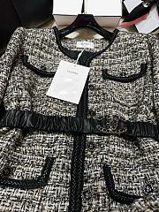 Bagsaaa Chanel Tweed Black Long Jacket With belt - 6