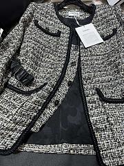 Bagsaaa Chanel Tweed Black Long Jacket With belt - 5