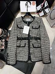 Bagsaaa Chanel Tweed Black Long Jacket With belt - 2