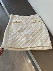 Bagsaaa Chanel Tweed White Gold Hardware Skirt  - 1