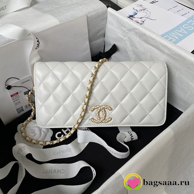 	 Bagsaaa Chanel Chain Long White Bag - 13×17.5×4cm - 1