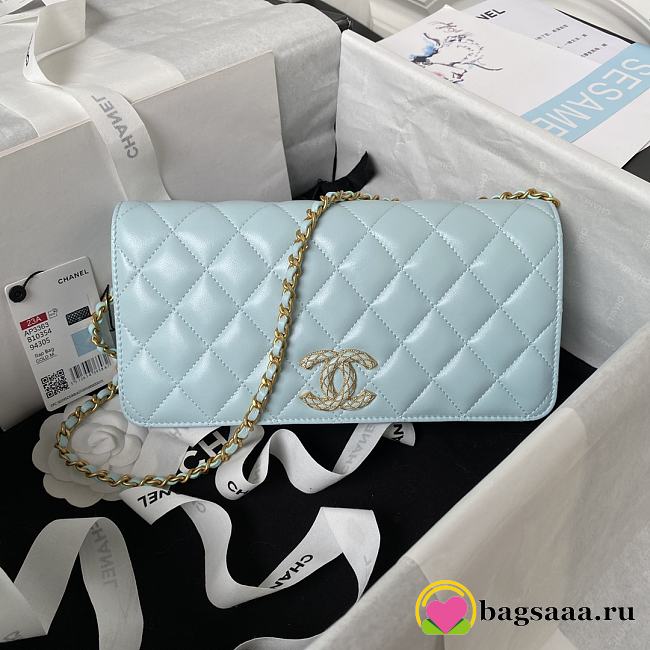 	 Bagsaaa Chanel Chain Long Blue Bag - 13×17.5×4cm - 1