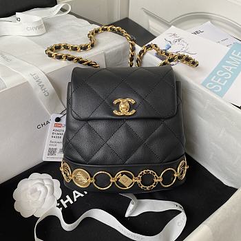 Bagsaaa Chanel small Backpack Calfskin & Gold-Tone Metal Black 