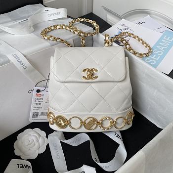 	 Bagsaaa Chanel small Backpack Calfskin & Gold-Tone Metal White