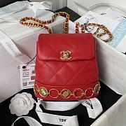 	 Bagsaaa Chanel small Backpack Calfskin & Gold-Tone Metal Red - 1