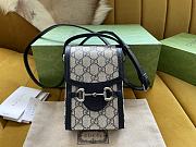 	 Bagsaaa Gucci 1955 Horsebit Mini Bag GG Blue and Beige 11.5/17/4cm - 1