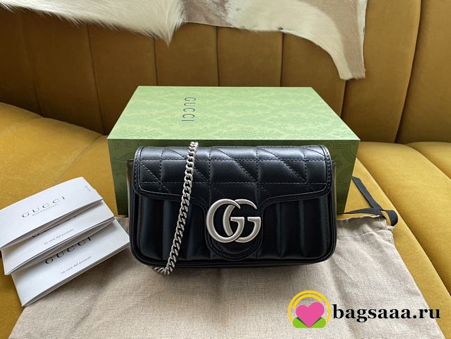 Bagsaaa Gucci GG Marmont Super Mini Black Bag - 16.5/10/5cm - 1