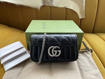 Bagsaaa Gucci GG Marmont Super Mini Black Bag - 16.5/10/5cm