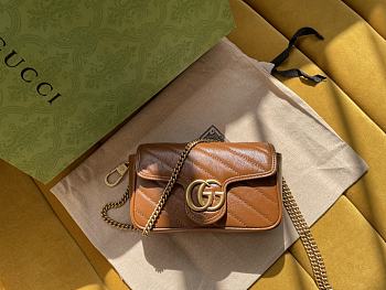 Bagsaaa Gucci GG Marmont Super Mini Brown Bag - 16.5*10.2*5.1cm