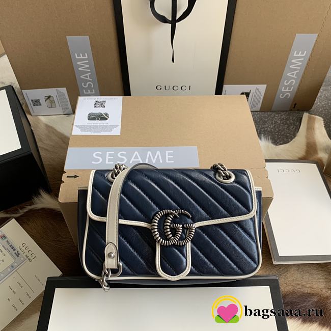 Bagsaaa Gucci Mamront GG Blue Shoulder Bag - 22/13/6cm - 1