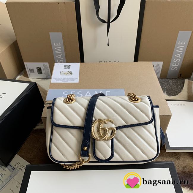 	 Bagsaaa Gucci Mamront GG White Shoulder Bag - 22/13/6cm - 1