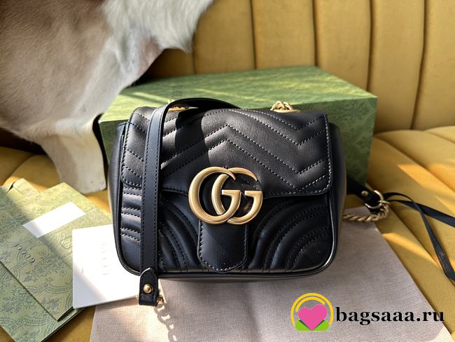 Bagsaaa Gucci GG Marmont Mini Shoulder Black Bag - 18/15/8cm - 1