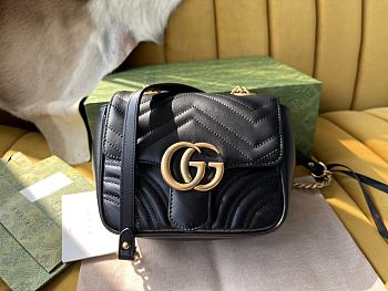 Bagsaaa Gucci GG Marmont Mini Shoulder Black Bag - 18/15/8cm