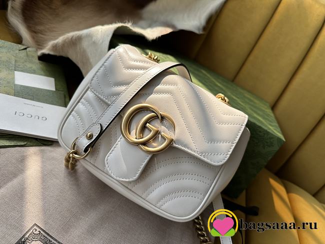 	 Bagsaaa Gucci GG Marmont Mini Shoulder White Bag - 18/15/8cm - 1