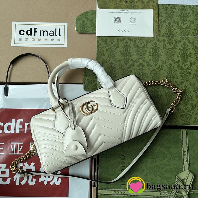 Bagsaaa Gucci GG Marmont Top Handle White Bag -  27x13.5x10cm - 1
