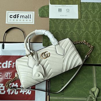Bagsaaa Gucci GG Marmont Top Handle White Bag -  27x13.5x10cm