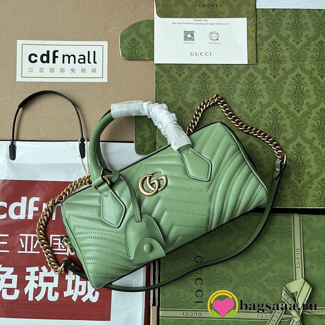 	 Bagsaaa Gucci GG Marmont Top Handle Green Bag - 27x13.5x10cm - 1
