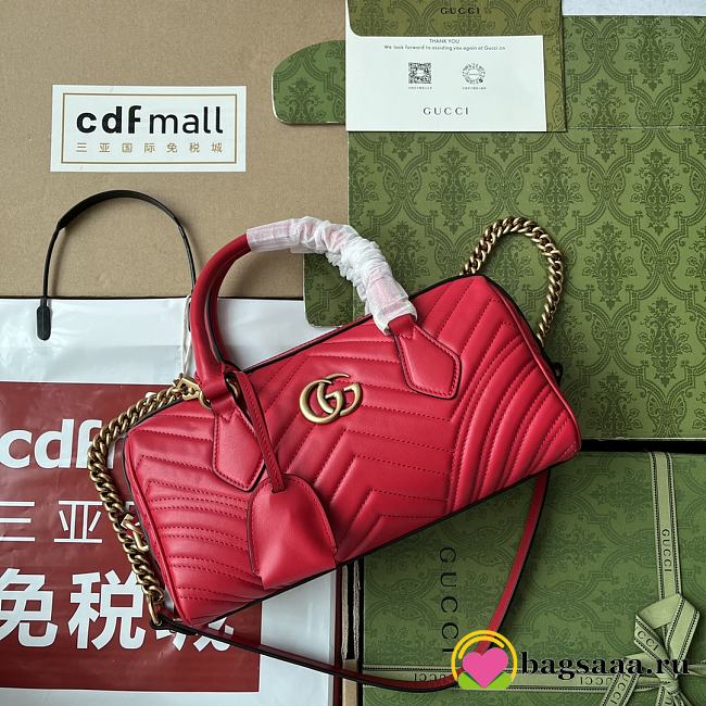 	 Bagsaaa Gucci GG Marmont Top Handle Red Bag - 27x13.5x10cm - 1