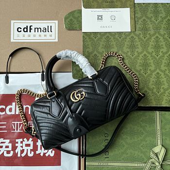 	 Bagsaaa Gucci GG Marmont Top Handle Black Bag - 27x13.5x10cm