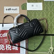 	 Bagsaaa Gucci GG Marmont Top Handle Black Bag - 27x13.5x10cm - 5