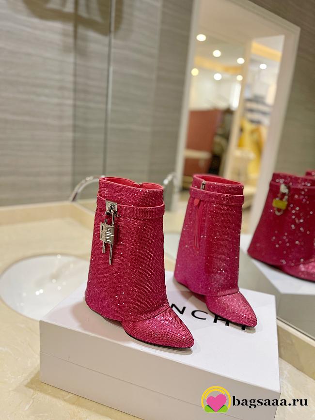 	 Bagsaaa Givenchy Shark Lock Ankle Boots in satin with strass pink - 1