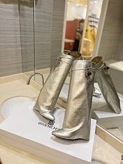 Givenchy Shark Lock Ankle Long Boots in laminated leather silver - 6