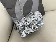 	 Bagsaaa Chanel Silver Sequin Flap Bag - 20cm - 4