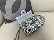 	 Bagsaaa Chanel Silver Sequin Flap Bag - 20cm - 2