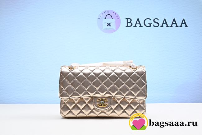 Bagsaaa Chanel Timless Flap Bag Gold Silver 25cm - 1