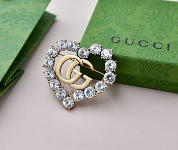 	 Bagsaaa Gucci GG Crystal Heart Brooch