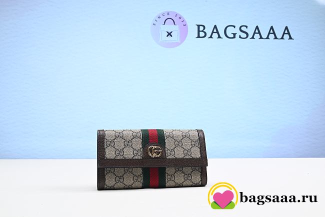 Bagsaaa Gucci GG fabric flap wallet with Web - 1