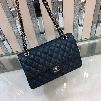 Bagsaaa Chanel Classic Flap Bag Caviar Leather Dark Navy 25cm