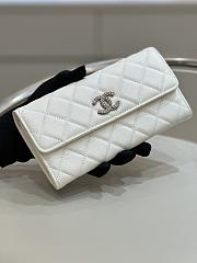 Bagsaa Chanel Flap Wallet White CC Logo Caviar Leather - 19x3x10cm - 4