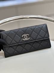 	 Bagsaa Chanel Flap Wallet Black CC Logo Caviar Leather - 19x3x10cm - 1