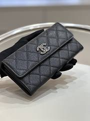 	 Bagsaa Chanel Flap Wallet Black CC Logo Caviar Leather - 19x3x10cm - 3