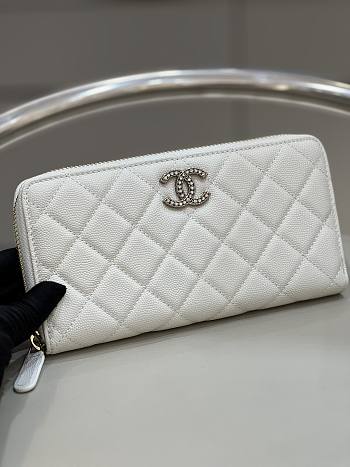 	 Bagsaa Chanel Zippy Wallet White CC Logo Caviar Leather - 19x3x10cm