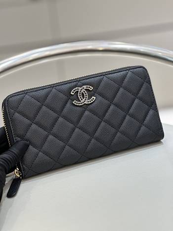 	 Bagsaa Chanel Zippy Wallet Black CC Logo Caviar Leather - 19x3x10cm