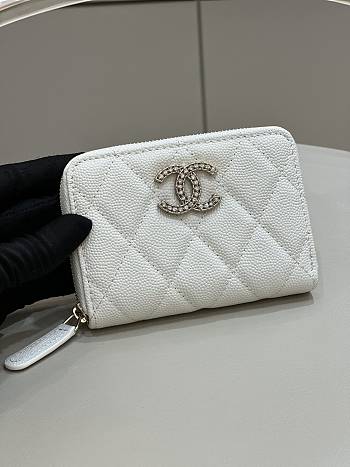	 Bagsaa Chanel Coin Purse White CC Logo Caviar Leather - 19x3x10cm