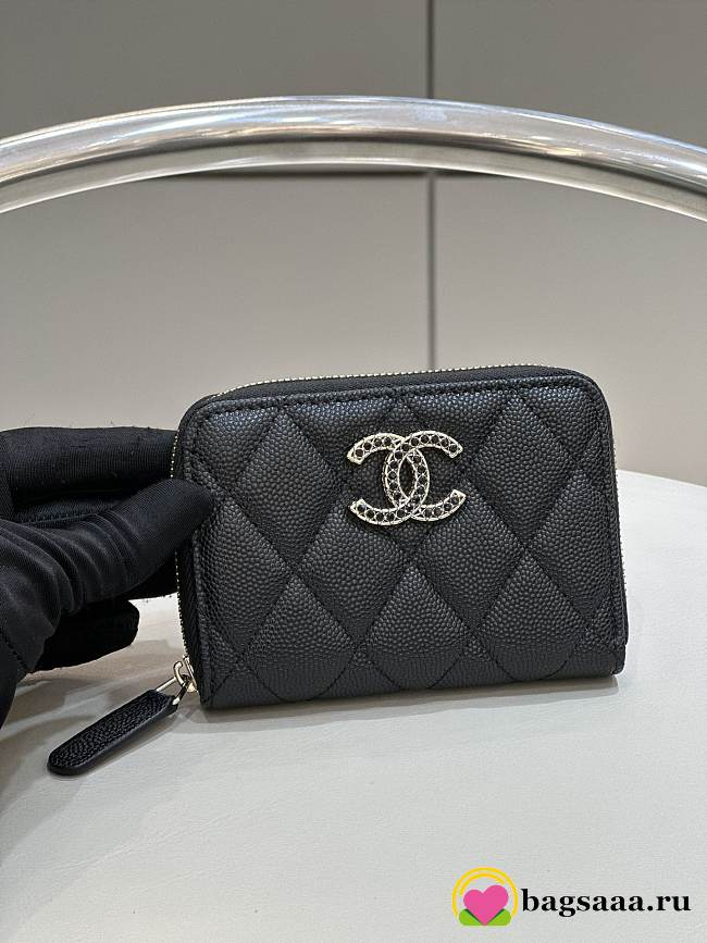	 Bagsaa Chanel Coin Purse Black CC Logo Caviar Leather - 19x3x10cm - 1