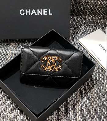 Bagsaaa Chane 19 Flap Wallet Black Gold Hardware