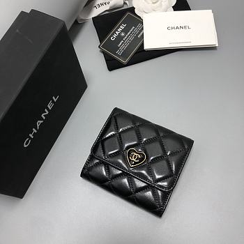 Bagsaaa Chanel Black Wallet With Heart Logo - 11.2×7.5×0.5cm