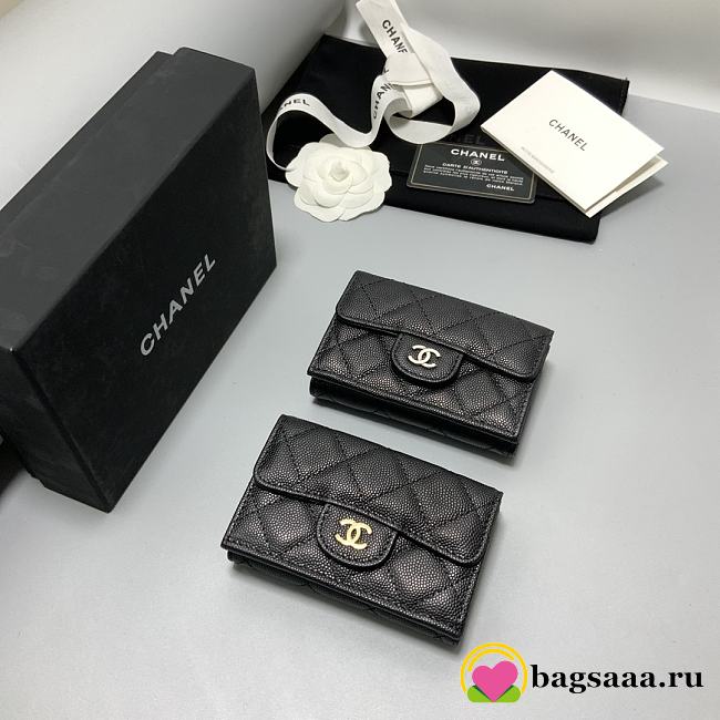 Bagsaaa Chanel Black Caviar Wallet - 11.5x7.5x3cm - 1