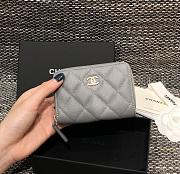 Bagsaaa Chanel Grey Caviar Coin Purse Gold Hardwware - 7.5×2×11.cm - 4