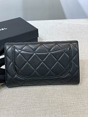 Bagsaaa Chanel Flap 3 Fold Wallet Black Lambskin Silver Logo - 18.5/10/2.5cm - 5
