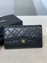 	 Bagsaaa Chanel Flap 3 Fold Wallet Black Lambskin Gold Logo - 18.5/10/2.5cm - 1