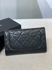 	 Bagsaaa Chanel Flap 3 Fold Wallet Black Lambskin Gold Logo - 18.5/10/2.5cm - 4