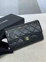 	 Bagsaaa Chanel Flap 3 Fold Wallet Black Lambskin Gold Logo - 18.5/10/2.5cm - 3